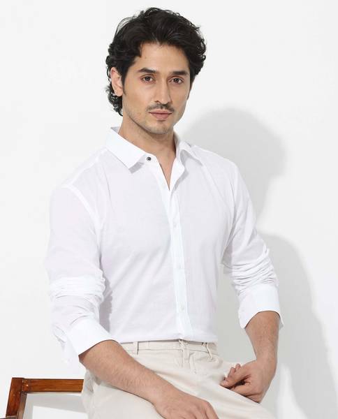 RARE RABBIT Men Solid Casual White Shirt