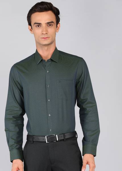 ARROW Men Self Design Formal Green Shirt