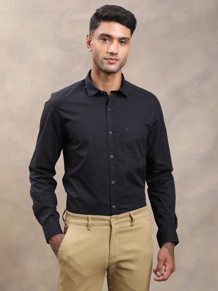TURTLE Men Solid Casual Black Shirt