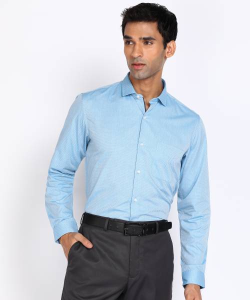 PETER ENGLAND Men Self Design Formal Blue Shirt