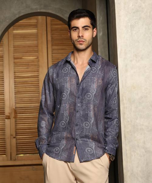 CAMPUS SUTRA Men Printed Casual Blue Shirt