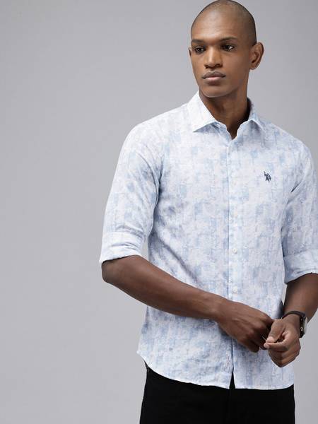 U.S. POLO ASSN. Men Solid Casual Blue Shirt