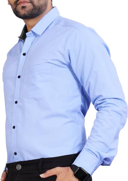 METRONAUT Men Solid Formal Light Blue Shirt