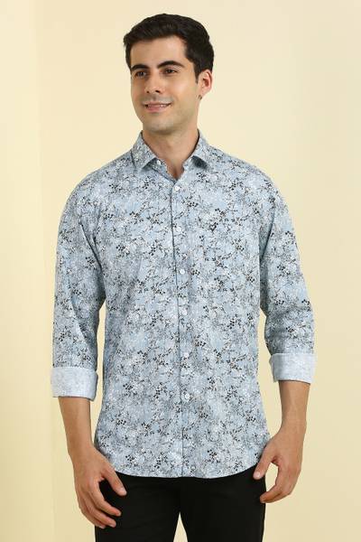 Allen Solly Men Printed Casual Light Blue Shirt