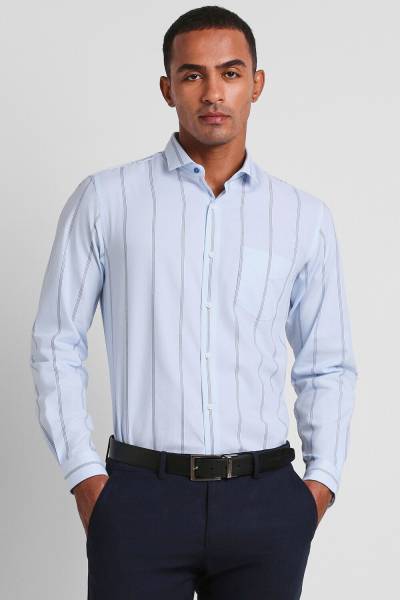 PETER ENGLAND Men Striped Formal Blue Shirt