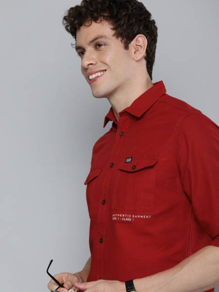 The Indian Garage Co. Men Solid Casual Red Shirt