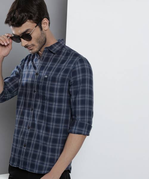 The Indian Garage Co. Men Checkered Casual Blue Shirt