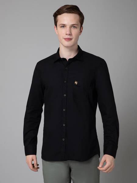 CANTABIL Men Solid Casual Black Shirt