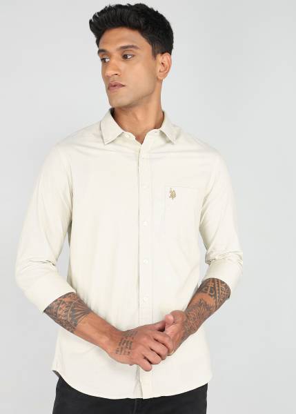 U.S. POLO ASSN. Men Solid Casual White Shirt