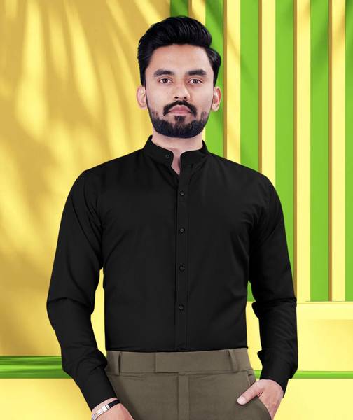 METRONAUT Men Solid Formal Black Shirt