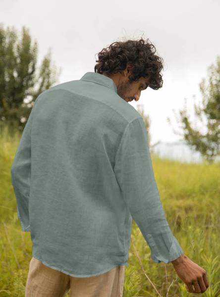 javier Men Solid Casual Grey Shirt