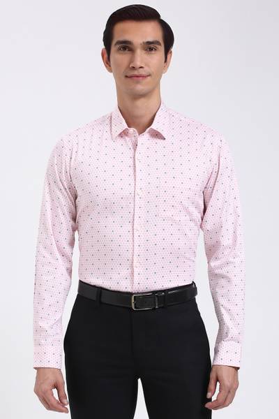 PETER ENGLAND Men Printed Formal Pink Shirt