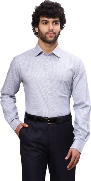 Raymond Men Checkered Formal Grey Shirt