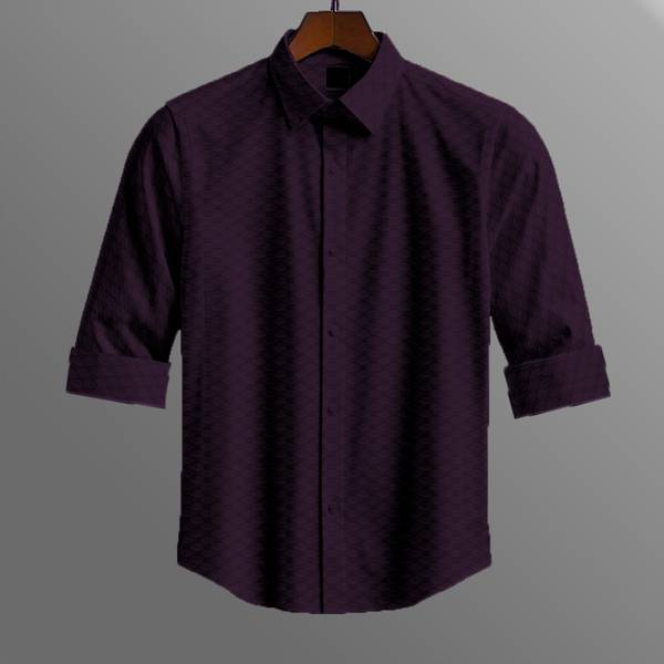 Lyphy Men Self Design Casual Purple Shirt