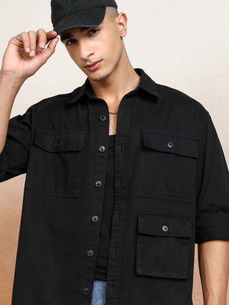 KETCH Men Solid Casual Black Shirt