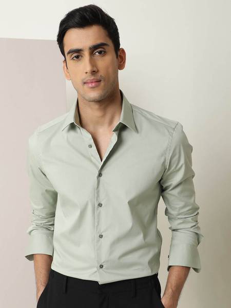 RARE RABBIT Men Solid Casual Green Shirt