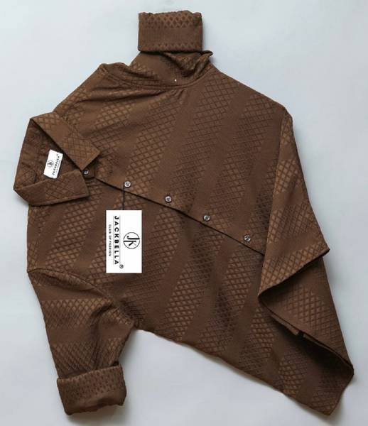 JACKBELLA Men Self Design Casual Brown Shirt