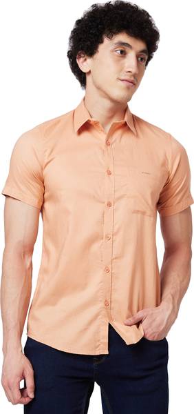 Spykar Men Solid Casual Orange Shirt