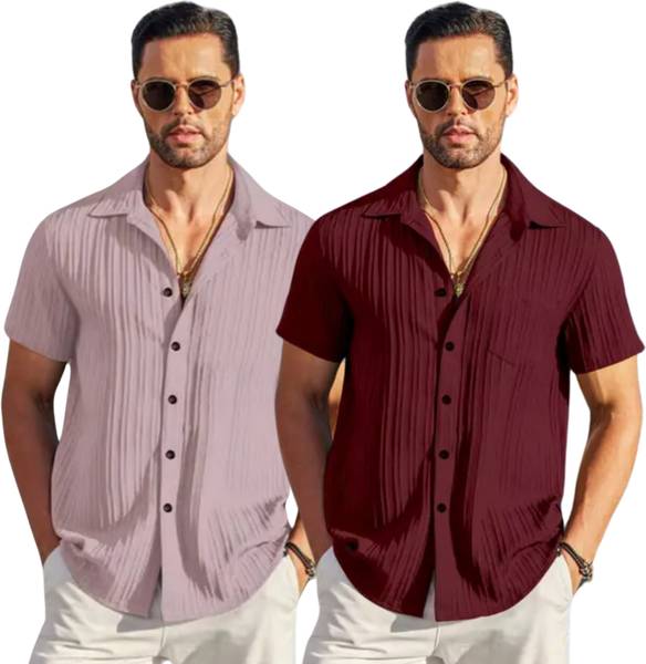 Coofandy Men Self Design Party Multicolor Shirt