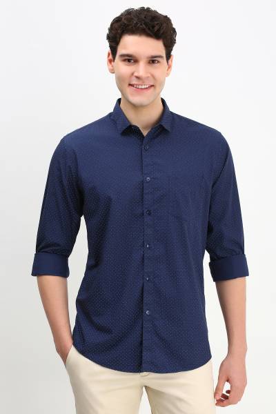 Allen Solly Men Solid Casual Blue Shirt