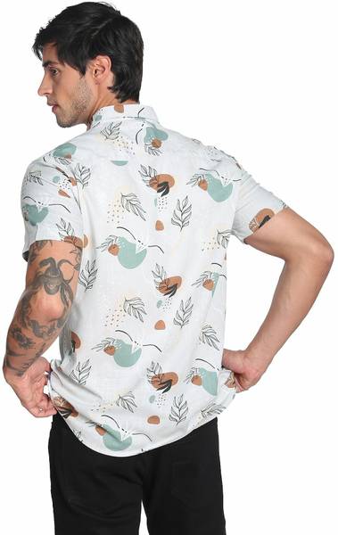 FLYING MACHINE Men Floral Print Casual Grey Shirt