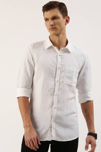 PETER ENGLAND Men Solid Casual White Shirt