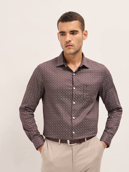 THE BEAR HOUSE Men Printed Formal Brown Shirt