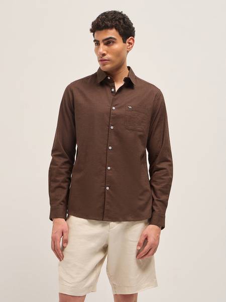 THE BEAR HOUSE Men Solid Casual Brown Shirt
