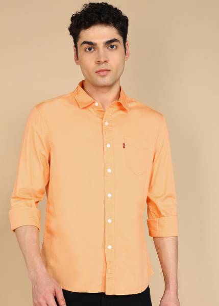 LEVI'S Men Solid Casual Orange Shirt