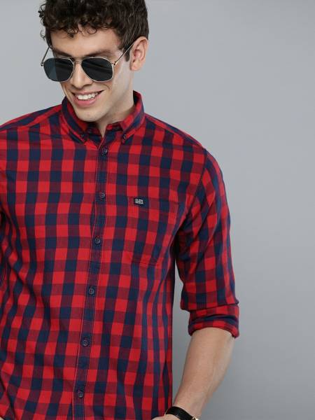 The Indian Garage Co. Men Checkered Casual Red Shirt