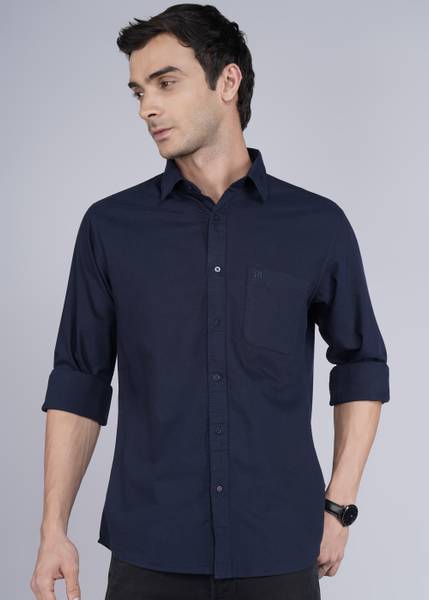 Raymond Men Self Design Casual Dark Blue Shirt