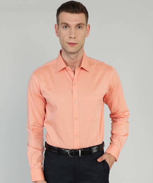 Raymond Men Self Design Formal Orange Shirt