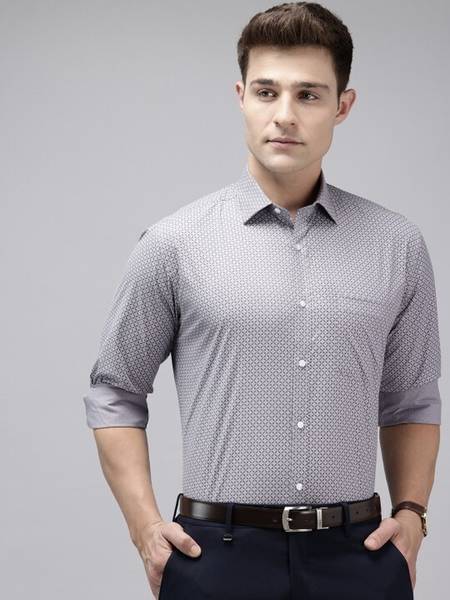 PARK AVENUE Men Printed Formal Grey Shirt