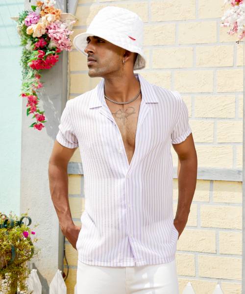 CAMPUS SUTRA Men Striped Casual White Shirt