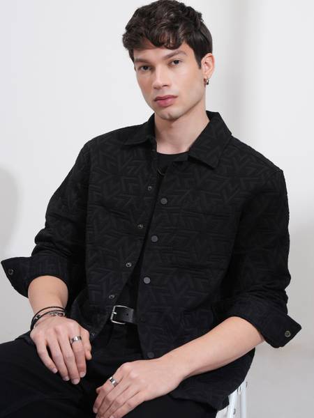 HIGHLANDER Men Printed Casual Black Shirt