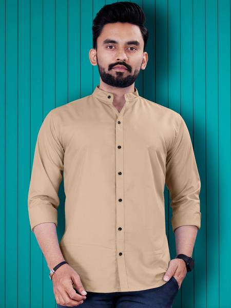 VeBNoR Men Solid Casual Brown Shirt