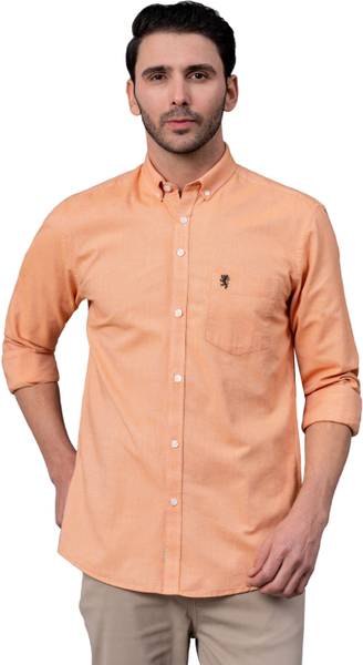 RED TAPE Men Solid Casual Orange Shirt