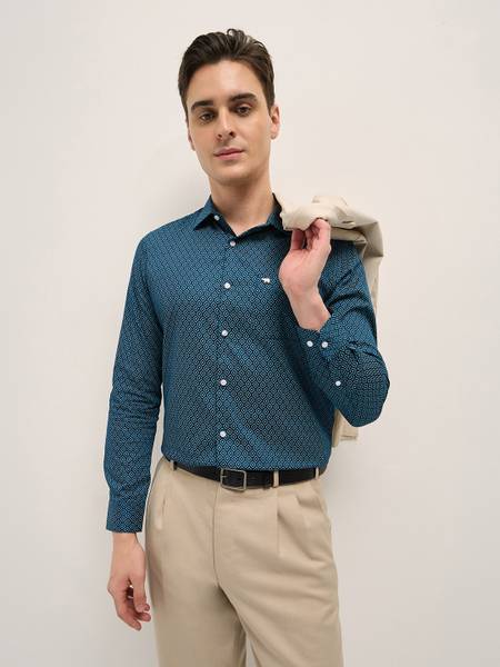 THE BEAR HOUSE Men Printed Formal Blue Shirt