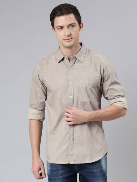 PROVOGUE Men Printed Casual Grey Shirt