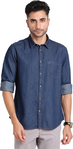 INDIAN TERRAIN Men Solid Casual Blue Shirt Price History