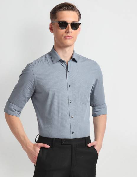 ARROW Men Checkered Formal Grey Shirt
