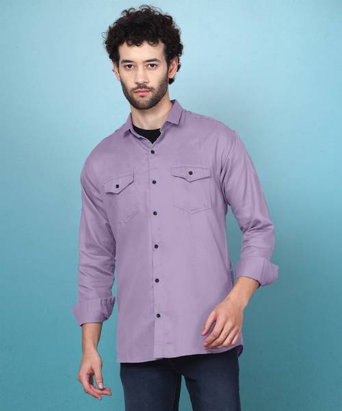 METRONAUT Men Solid Casual Purple Shirt