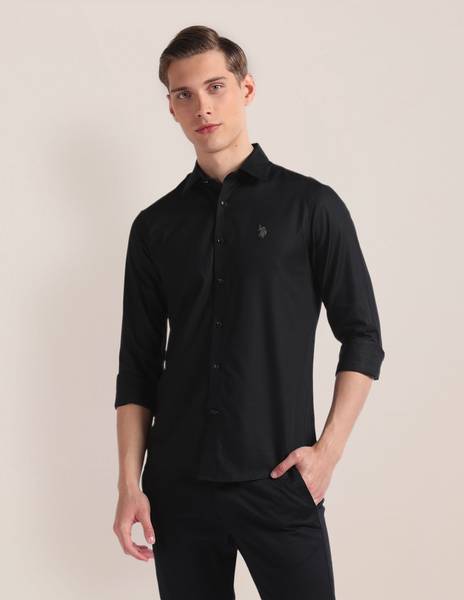 U.S. POLO ASSN. Men Solid Casual Black Shirt
