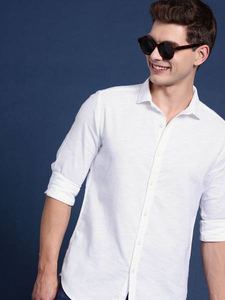 Mast & Harbour Men Solid Casual White Shirt