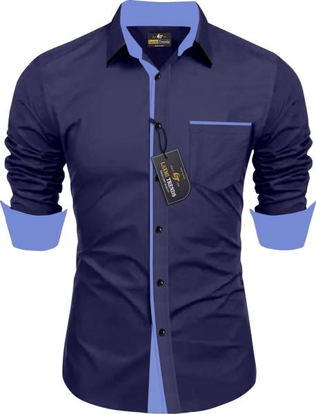 Shreehari Fashion Men Solid Casual Dark Blue Shirt