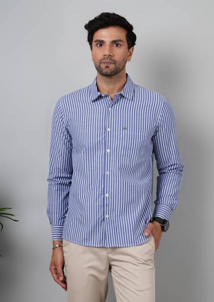 NUEVOSPORTA Men Printed Casual Blue, White Shirt