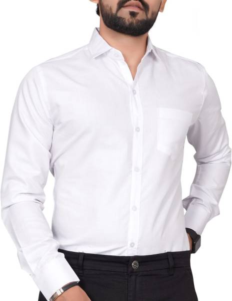 GLOBAL NOMAD Men Solid Casual White Shirt