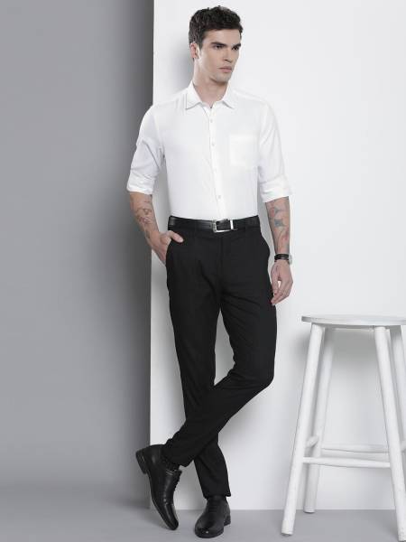 The Indian Garage Co. Men Solid Formal White Shirt