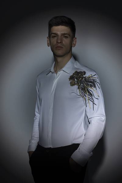 Snitch Men Embroidered Casual White Shirt