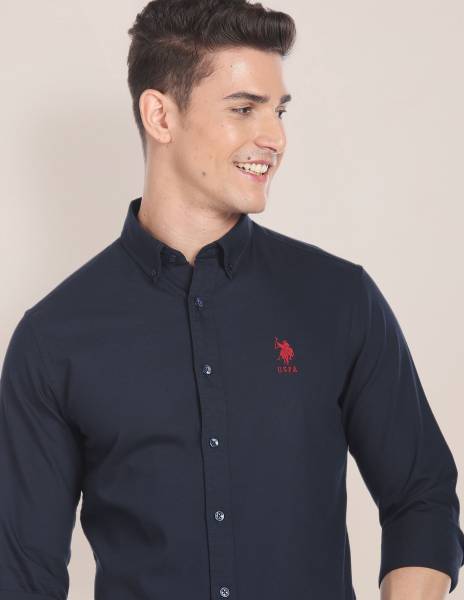 U.S. POLO ASSN. Men Solid Casual Blue Shirt